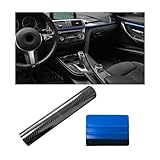 Dickno 2 PCS Car 5D Glossy Carbon Fiber Wrap, 12'' × 60'' DIY Automotive Vinyl Wrapping Film Roll with Scraper, Anti-Scratch Air Release Vehicle Interior Self Adhesive Sticker (Black)