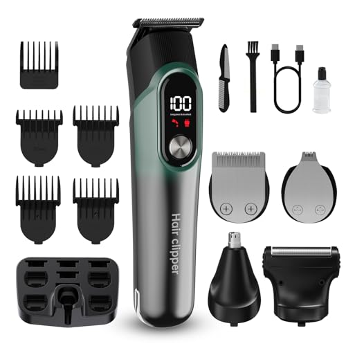 RUIBO Beard Trimmer for Men, 5-in-1 Cordless Hair Clipper Kit with Foil Razor, Waterproof Body, Nose...