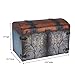 Household Essentials Vintage Wood Storage Trunk, Large, Blue Body/Brown Lid/Floral Design