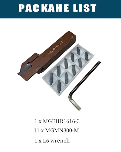 Hunricho1 Stück 5/8-Zoll-Schaft MGEHR1616-3 Hochwertiger Drehmaschinen-Stech-Abstechwerkzeughalter mit 10 Stück MGMN300 Wendeschneidplatten zum Einstechen für Stahl (MGEHR1616-3+ MGMN300)