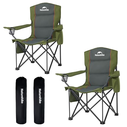 Silla de Camping Oversize Naturehike ComfortMax con Bolsa Térmica, Soporta 450 lbs, Plegable y Acolchada para Exterior, Paquete de 2