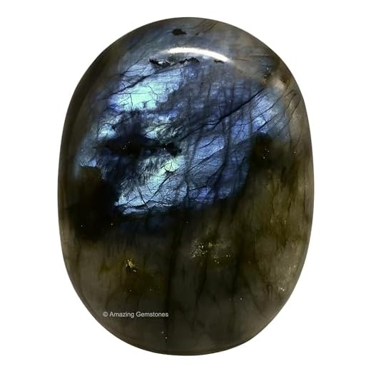 Labradorite Palm Stone - Pocket Massage Worry Stone for Natural Body Chakra Balancing, Reiki Healing and Crystal Grid