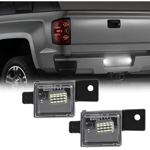 LED License Plate Light Lamp Assembly for 2014-2023 Chevy Silverado GMC Sierra 15-22 Colorado Canyon Pickup Truck, OE # GM2875100, GM2875101 Cover