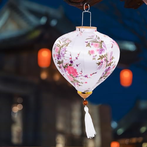 Lanterne décorative asiatique extérieure blanche compacte pour jardin