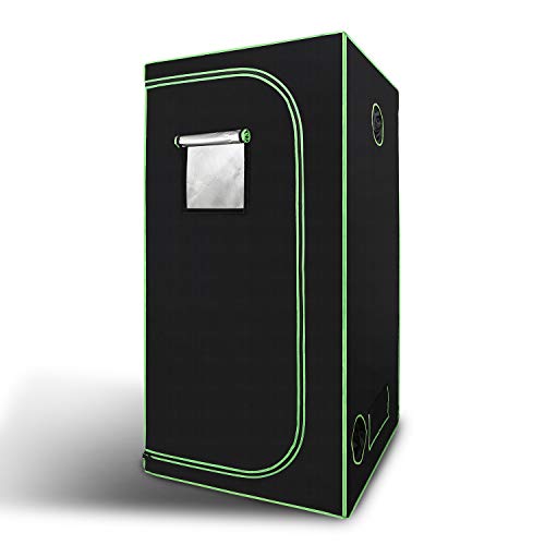 SWANEW Grow Tent, Grow Box, Tenda da Coltivazione per Piante, Impermeabile, Oxford 600D , Coltivazione di Piante da Interno(100x100x200cm, Nero/Verde)