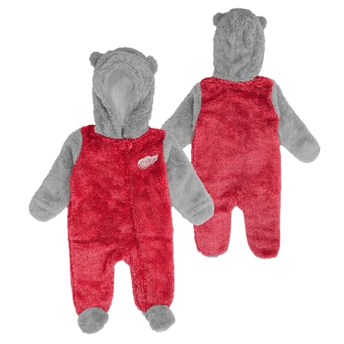 Image of Outerstuff Newborn Detroit Red Wings Game Nap Teddy Fleece Bunting Pram - Size Newborn
