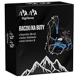 HighTatras Crampones Azul Talla L 38-45 Picos Antideslizantes montaña Senderismo crampones para la Nieve Hielo para el Senderismo de Invierno 18 Picos de Acero Inoxidable
