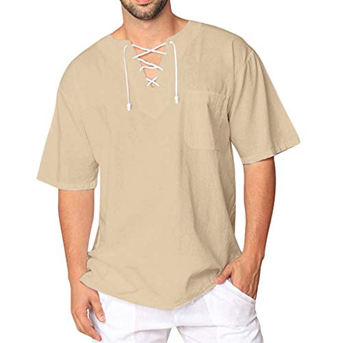 T-shirt marron col V Xniral homme XXL fini les hauts trop courts qui rétrécissent