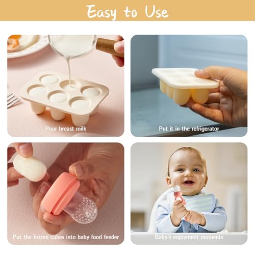 Image of Baby Fruit Food Feeder with Breastmilk Popsicle Molds,Teething Toys Silicone Teethers for Babies 3-12 Months for Baby Feeding Gift