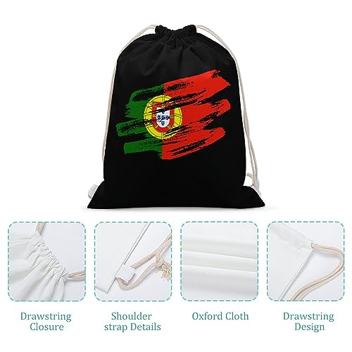 Retro Portugal Flag Drawstring Backpack Cute String Bag Canvas Daypack Travel Sackpack 30x40cm4