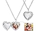 Produktbild U7 Damen Halskette Anhänger Herz Medaillon zum Öffnen Reliefgravierung Blumen Foto Bilder Vintage Amulett Kettenanhänger Weißgold Messing Locket Necklace Modeschmuck für Frauen Oma