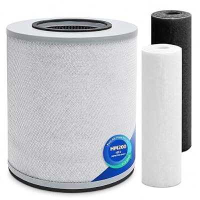 FR200 Replacement Filter Compatible with Austin Healthmate HM200 HM250 HM205 Air Purifiers, True HEPA & Heavy-Duty Carbon for Wildfire Smoke & Pet Odors, 1 Main Filter + 2 Pre-Filters