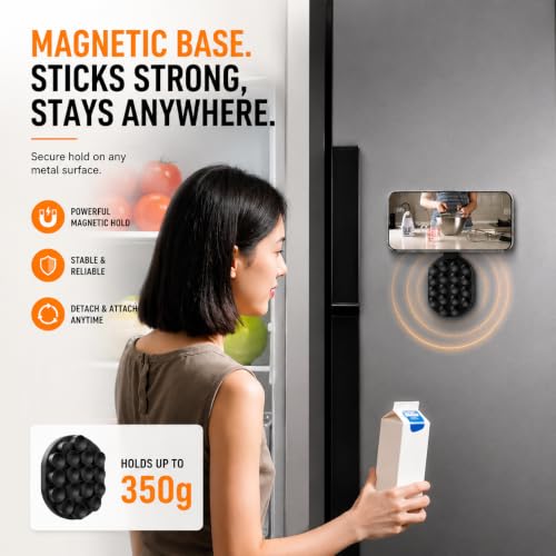 Image of Mizi 3-in-1 Magnetic Phone Holder for Mag Safe, 18 Suction Cup Phone Mount with Carabiner Clip, 360 Rotating & 180 Adjustable Stand, Compatible with iPhone 12-18 & All Phones with Metal Ring, Black