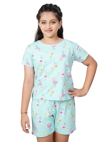 Image of Ninos Dreams Girls 100% Cotton Half Sleeves Coord set with Shorts /Day wear Set /Nightwear Set