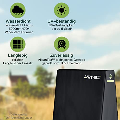 AWNIC Funda Mesa Ping Pong Exterior Impermeable Resistente al Polvo Anti-UV Protección Oxford Alemania TÜV Rheinland Certificado Poliéster UV Resistente 165x70x170cm