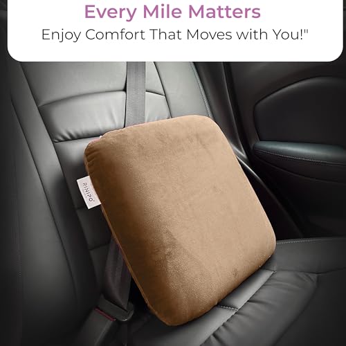 Image of Memory Foam Square Cushion 10 inchx10 inchx4 inch, Velvet Beige Throw Pillows for Car, Sofa, Chair, Couch, Bed, Diwan | Decorative Cushions for Back Support & Comfort