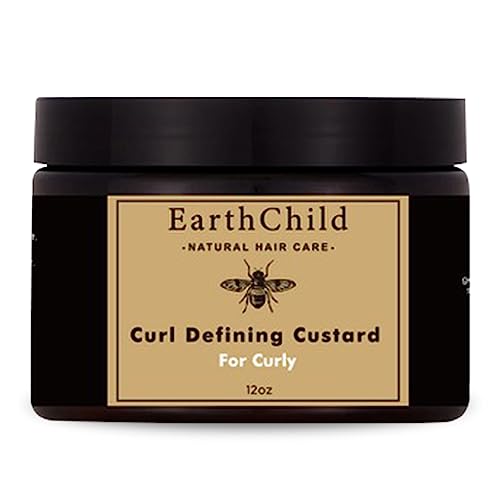 Earth Child Natural Hair Care Curl Defining Custard For Curly Hair | Easy To Apply, Non-Greasy Curl Enhancing Hair Custard | Eliminates Frizz & Tangles | Promotes Bouncy, Silky Hair- 12 Oz