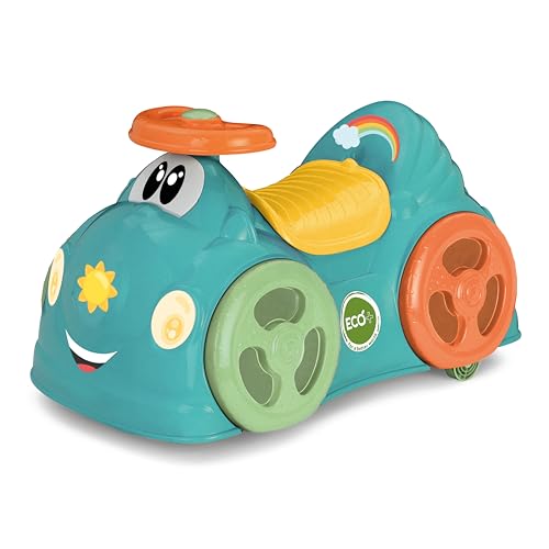 Chicco Porteur All Around Eco+ Vert, Porteur pour Enfants de 1 à 3 Ans (Max 20 kg), Fabriqué en Italie, 75% de Plastique Recyclé, Roues Orientables, Klaxon, Compartiment de Rangement, Autocollants