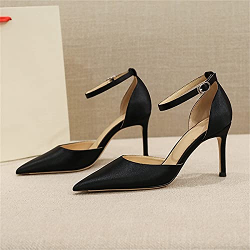 LUXINYU,Women Pointed Toe Heels Shiny Fashion Sexy Stiletto Ladies Pumps Heeled Elegant Bow Strappy Dress Suede Wedding Shoes Comfort Soft Work Shoes3