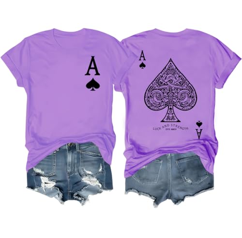 Ace of Spades Shirt Luck and Strength Vintage Deck of Cards Short Sleeve T-Shirt Purple