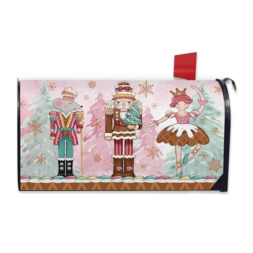 FBCOO Pink Christmas Nutcracker Mailbox Cover Magnetic Standard Size 20.5"