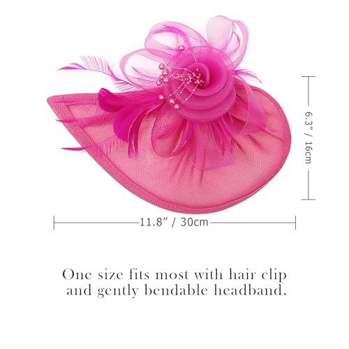 Image of DRESHOW Women Fascinator Hats Tea Party Hat Vintage Pillbox Hat Headband for Cocktail