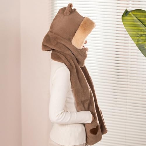 Women Hooded Scarf Cute Capybara Shape - 3 in 1 Windproof Hat Glove Scarf Set - Durable & Warm2
