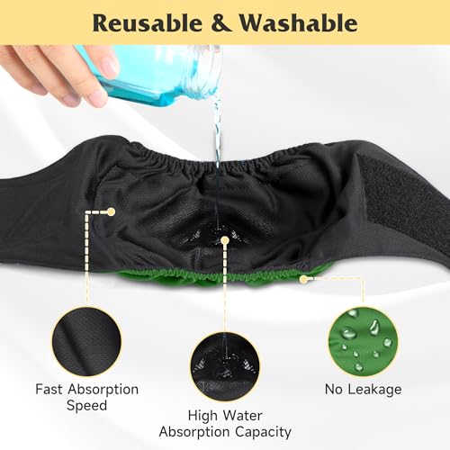 Image of 3 Pack Dog Diapers Male Reusable, High Absorbing Washable Dog Wraps, Male Dog Belly Band for Dogs with Incontinence or Frequent Urination(Large, White)