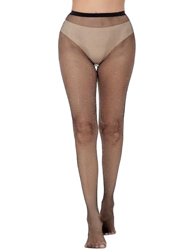 Image of Lastclream High Waisted Fishnet Tights for Women Sexy Fishnets Stockings Full Footed Fishnet Sheer Pantyhose Plus Size