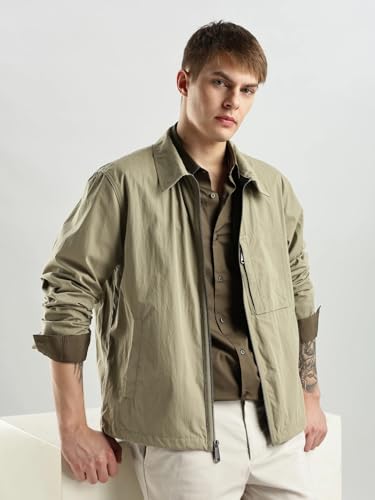 Image of Solid Regular Fit Cotton Jacket