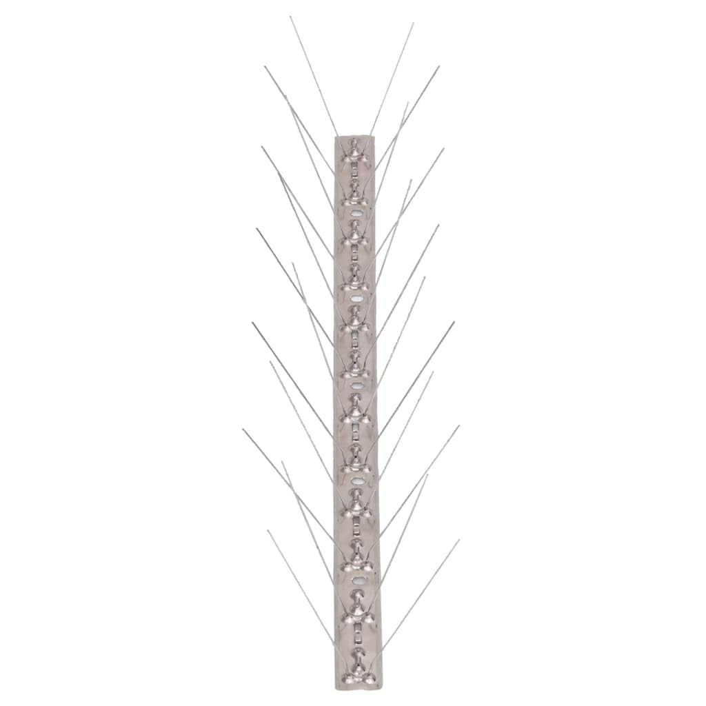 Mangloder - Juego de 20 púas antipalomas de acero inoxidable, 10 m en total, 4 filas, 115 mm de púas, para balcón, jardín, terraza, protección contra palomas y gatos