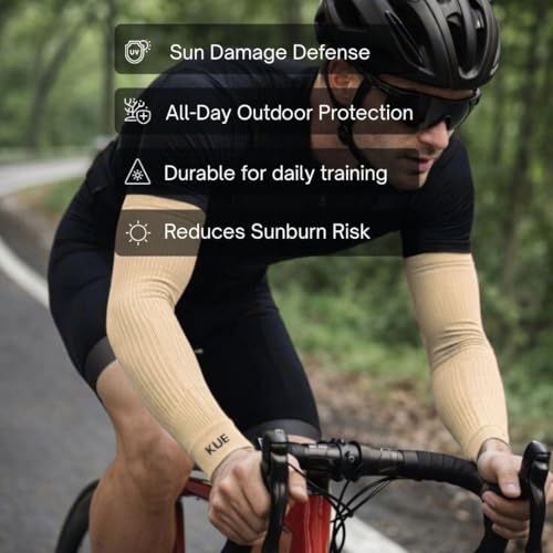 Image of KUE Compression Arm Sleeves for Men & Women | Sports Arm Sleeves for Running, Cricket & Cycling | UV Protection Cooling Sleeves | Arm Compression Sleeve for Joint Pain Relief