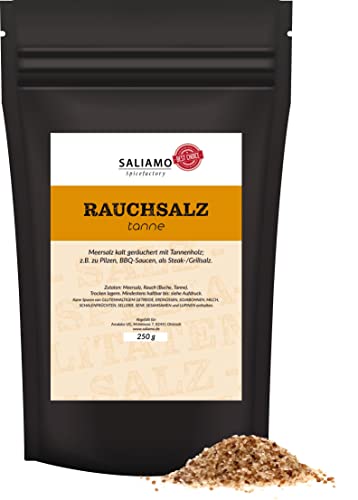 250g Rauchsalz Tanne Schwarzwälder Art, Salz mit kräftigem Rauchgeschmack, BBQ Salz, Gewürzsalz, Tannensalz, Buchenholzrauch, Rauch Aroma | Saliamo