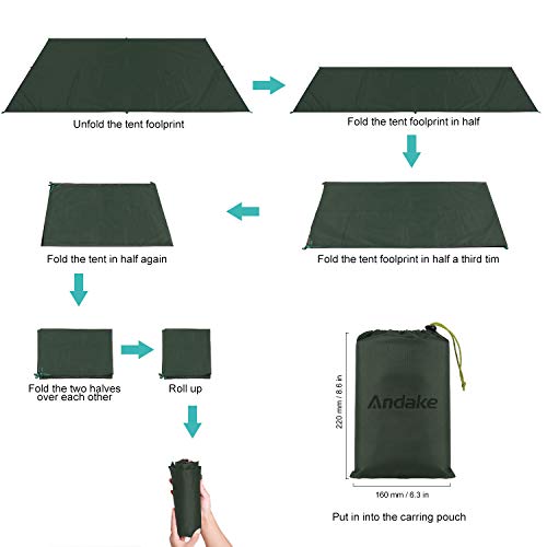 Andake Waterproof Camping Tarp Hiker Camping Tarp Ultralight Tent Footprint Floor Picnic Mat Pocket Footprints Beach for Camping, Picnic, Hiking, Outdoor, Beach, Backpacking (86, 57)