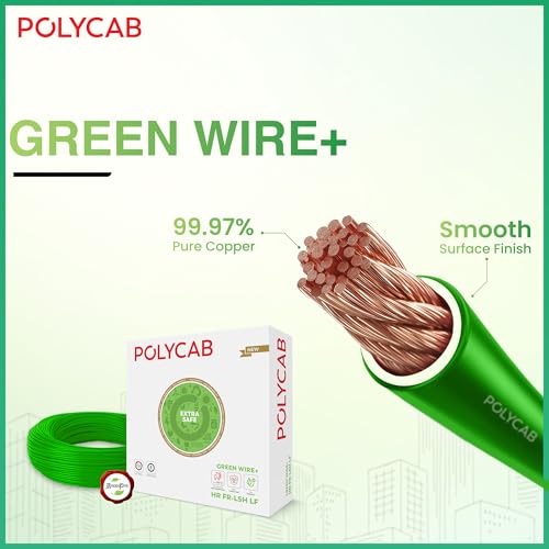 Image of Polycab Green Wire+ 90M coil |6 SQ MM|Heat resistant upto 900 C | Low smoke | Low toxic fumes | GreenPro certified | 99.97% high purity copper | Rodent protection | Eco friendly (Blue)