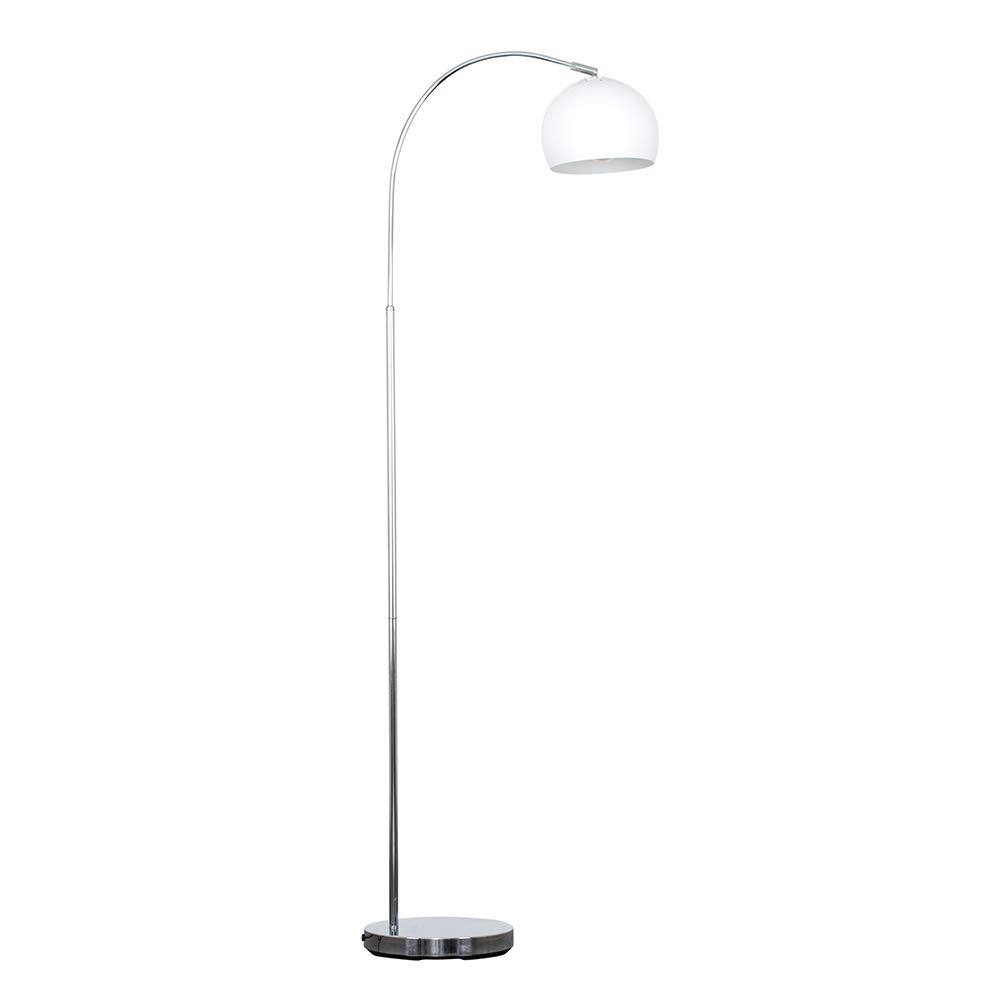 MiniSun | Modern Designer Style Polished Chrome Floor Lamp with a Gloss White Light Shade | Floor Lamps & Torchieres, Home Décor & Improvement Essential | Includes 6W LED E27 Light Bulb