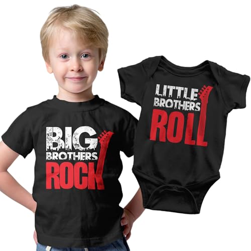 Image of Nursery Decals and More, Matching Outfits for Siblings, Big Brother Little Brother Shirts, Rock and Roll Siblings Set