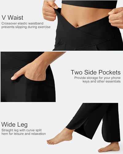 G4Free 25''/27''/29'' Wide Leg Pants for Women Ankle Length Loose Yoga Cross High Waist Dance Casual Pants with Pockets2