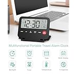ORIA Digital Travel Alarm Clock, Small Foldable Alarm Clock, Battery Operated LCD Desk Clock, Simple Operation Calendar Clock with Backlight, Date, Temp, Snooze, for Travel Business Trip Home - Image 3