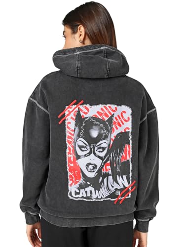 Sweat à capuche Catwoman Bewakoof noir XS en polaire pour femme