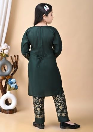Image of Girl's Rayon Ethnic Wear Embroidered Kurta Set with Dupatta