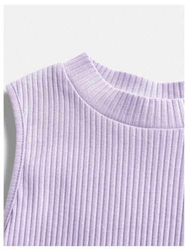 Milumia Girl's Ruched Crew Neck Sleeveless Asymmetrical Hem Rib Knit Tank Top3