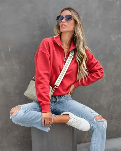 Image of NEYOUQE Womens Fall Winter Fashion Sweatshirts Quarter Zip up pullover Polo sweatshirt women casual trendy crewneck tops