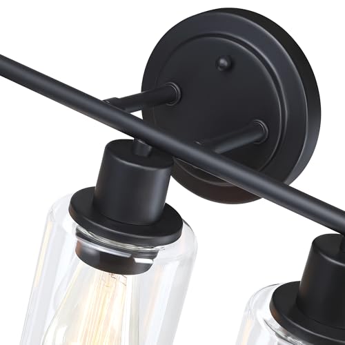 Image of 5-Light Black Bathroom Vanity Light Fixture Over Mirror - 5 Bulb Black Wall Sconce for Bathroom Bedroom Hallway Wall Mount Fixture Over Kitchen Sink