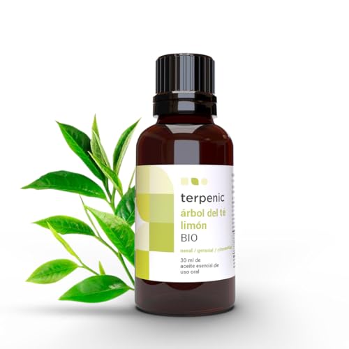 Terpenic Árbol del Té Limón BIO, Aceite Esencial 100% Natural, Quimiotipado | Propiedades Sedantes e Insectífugas | Ideal para Depresión, Estrés y Migrañas (30ml, Árbol de Té Limón)