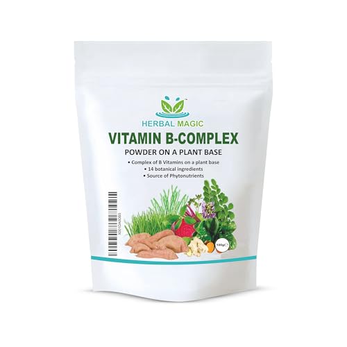 Herbal Magic's Pure & Natural Blend -Vitamin B-Complex Powder - Made from 14 Different Fruits, Vegetables & Herbs UKAS LAB Tested in UK No Fillers/Colors/Preservatives/maltodextrin-100g