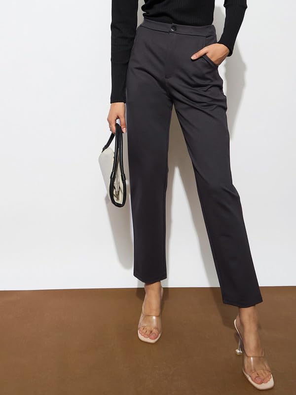 Image of Black 4-Way Stretch Tapered Pants