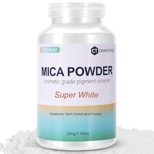 Mica Powder,7.05OZ（200g）,Super White Mica Powder Pigment for Epoxy Resin，Lip Gloss，Car Paint，Dye，Soap Making，Nail Polish,Epoxy Resin,Candle Making,Bath Bombs