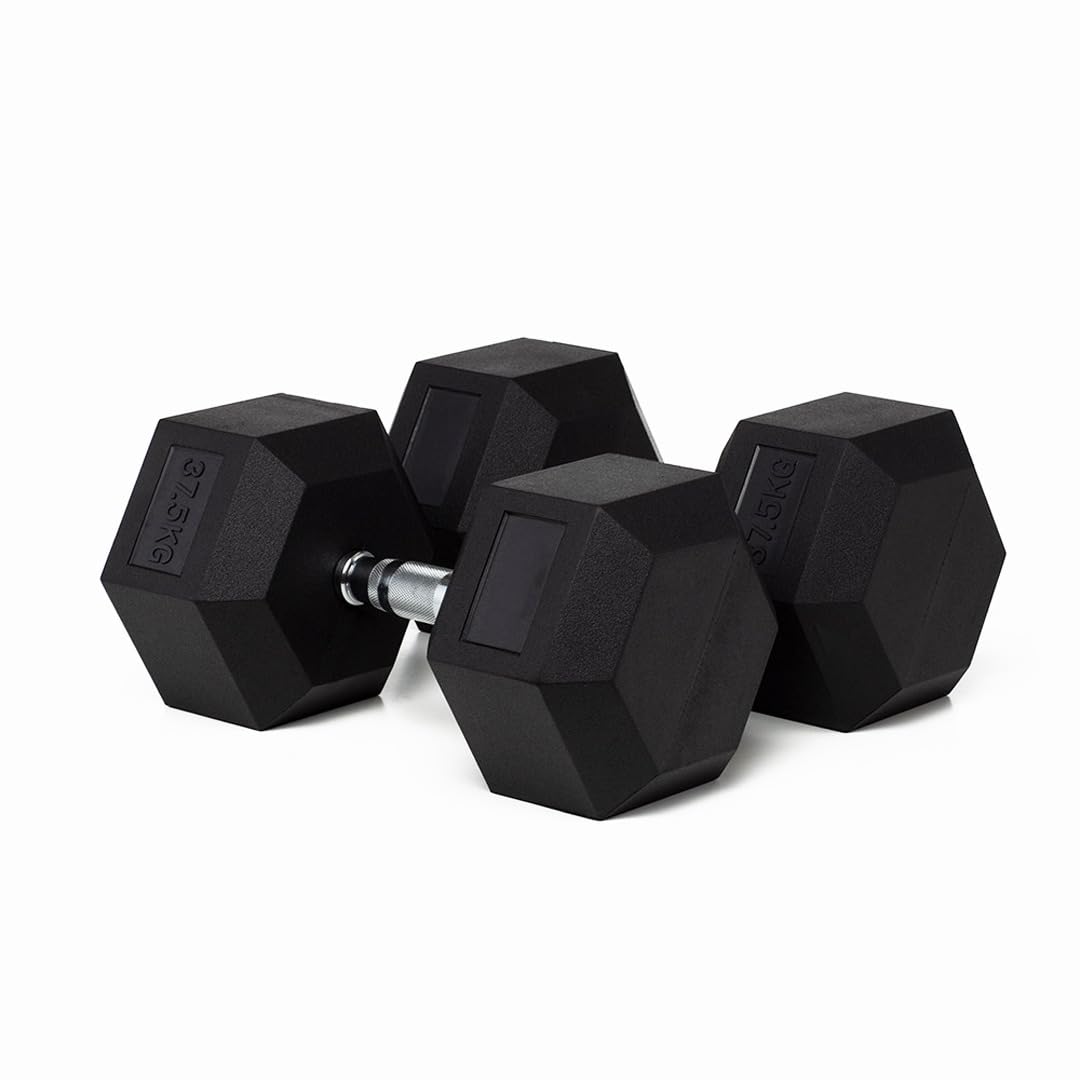 BOOMFIT Coppia di manubri esagonali 1-50 kg | Pesi da palestra in gomma silenziosi per home gym | Manubri professionali per uomo e donna | Ideali per CrossFit e allenamento a casa | Materiale robusto
