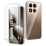 CAUHENYEE Trasparente Cover per Xiaomi 15T Pro Custodia, con 2 Pezzi Schermo in Vetro Temperato, Cover Sottile e Morbida in TPU Trasparente